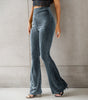 Pantaloni in velluto a coste a vita alta con taglio flare da donna