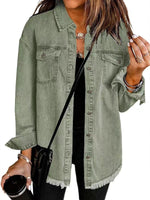 Veste en Denim Frangée pour Femmes