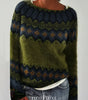 Maglione oversize jacquard con collo tondo e maniche lunghe per donna
