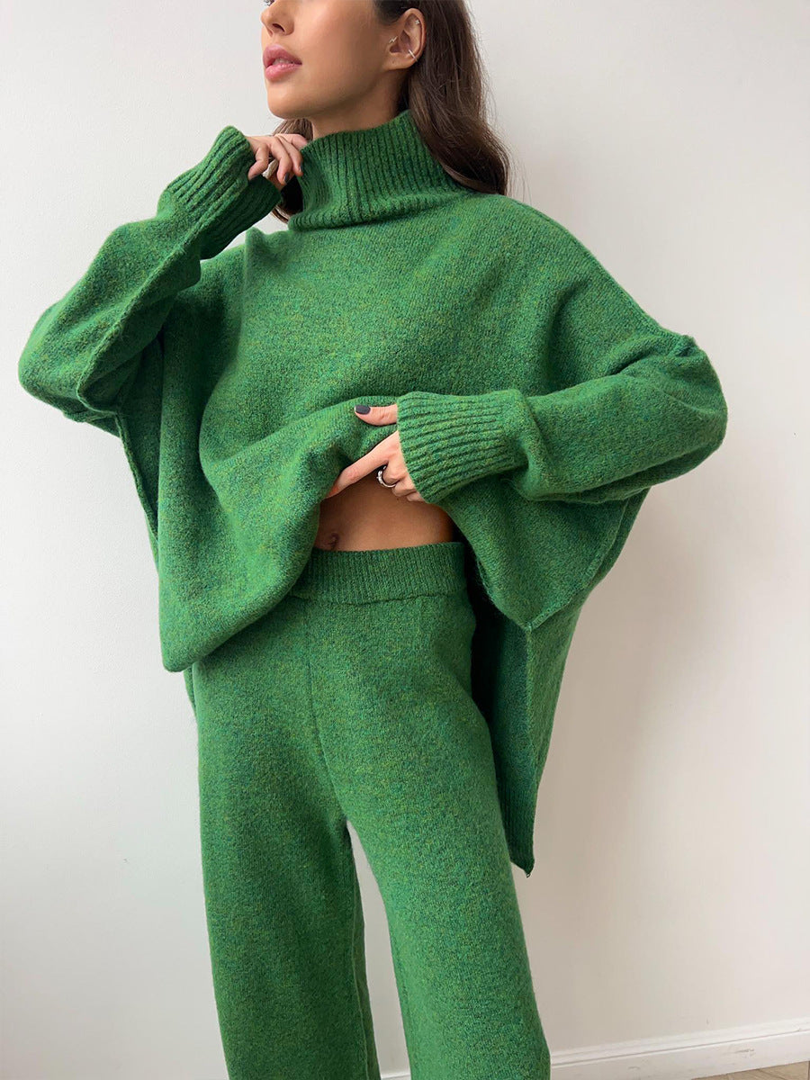 Ensemble pull à col roulé avec pantalon pour femme