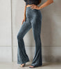 Pantaloni in velluto a coste a vita alta con taglio flare da donna