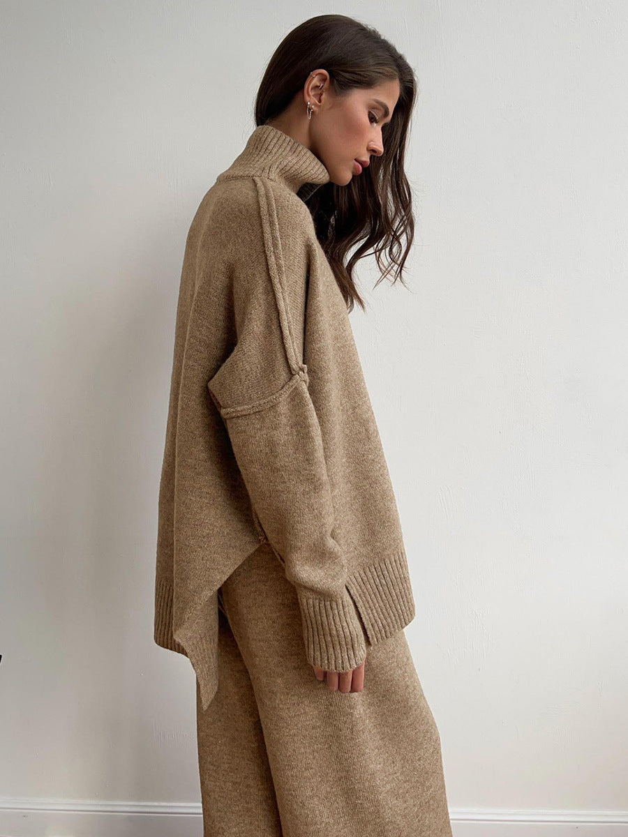Ensemble pull à col roulé avec pantalon pour femme