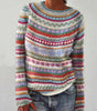 Maglione oversize jacquard con collo tondo e maniche lunghe per donna