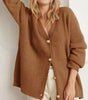 Cardigan oversize da donna con maniche lunghe, collo a V e bottoni  