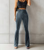 Pantaloni in velluto a coste a vita alta con taglio flare da donna