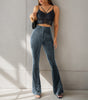 Pantaloni in velluto a coste a vita alta con taglio flare da donna