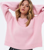 Maglione oversize con collo alto a coste per donna