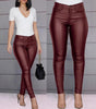 Pantaloni a vita alta in similpelle a taglio slim da donna  