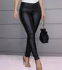 Pantaloni a vita alta in similpelle a taglio slim da donna  