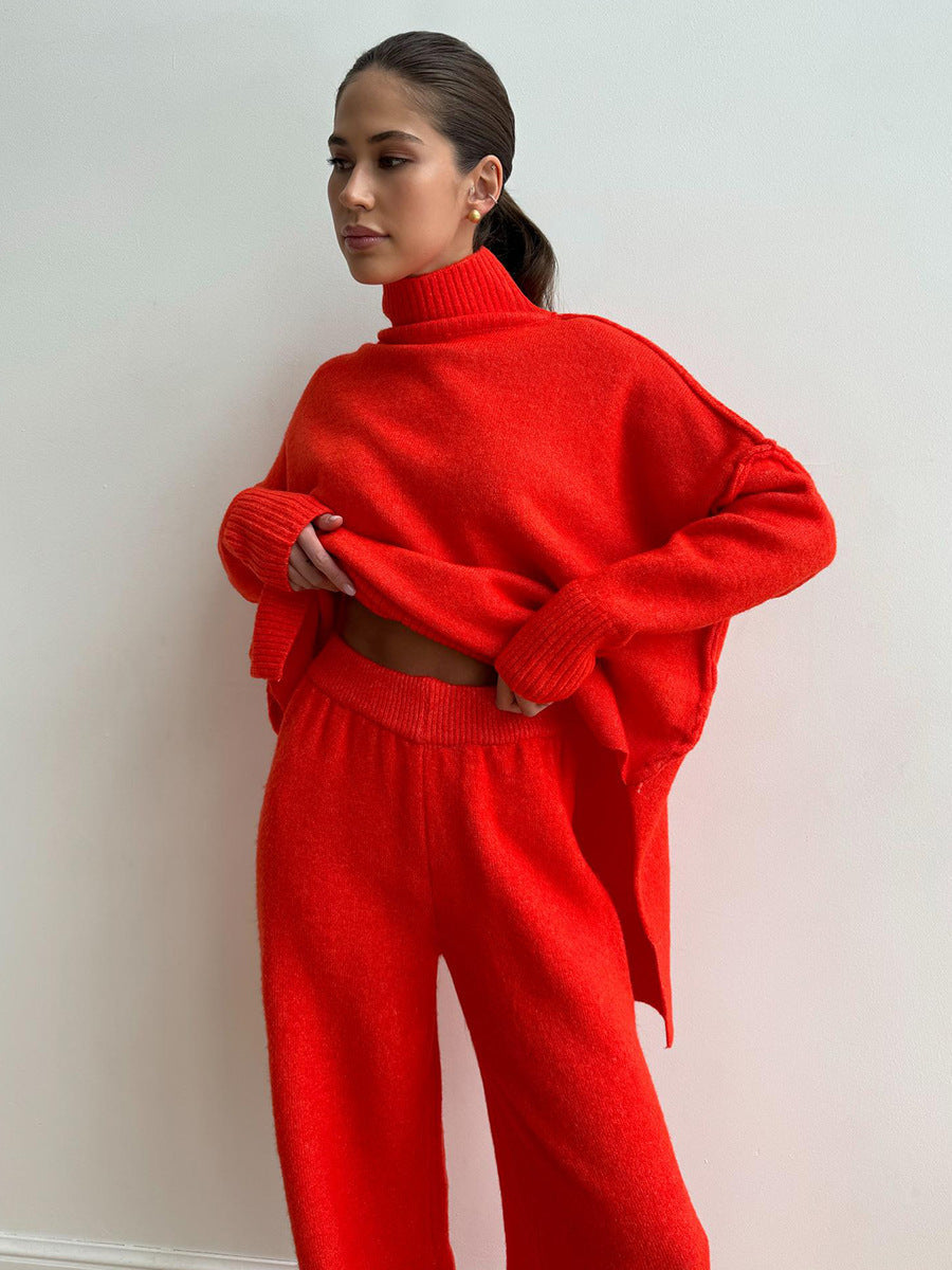 Ensemble pull à col roulé avec pantalon pour femme