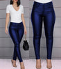Pantaloni a vita alta in similpelle a taglio slim da donna  