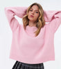 Maglione oversize con collo alto a coste per donna