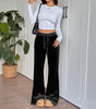 Pantaloni larghi in velluto con vita elastica da donna