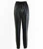 Pantaloni jogger a vita elastica in similpelle da donna  