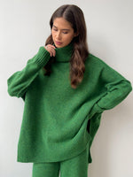 Ensemble pull à col roulé avec pantalon pour femme