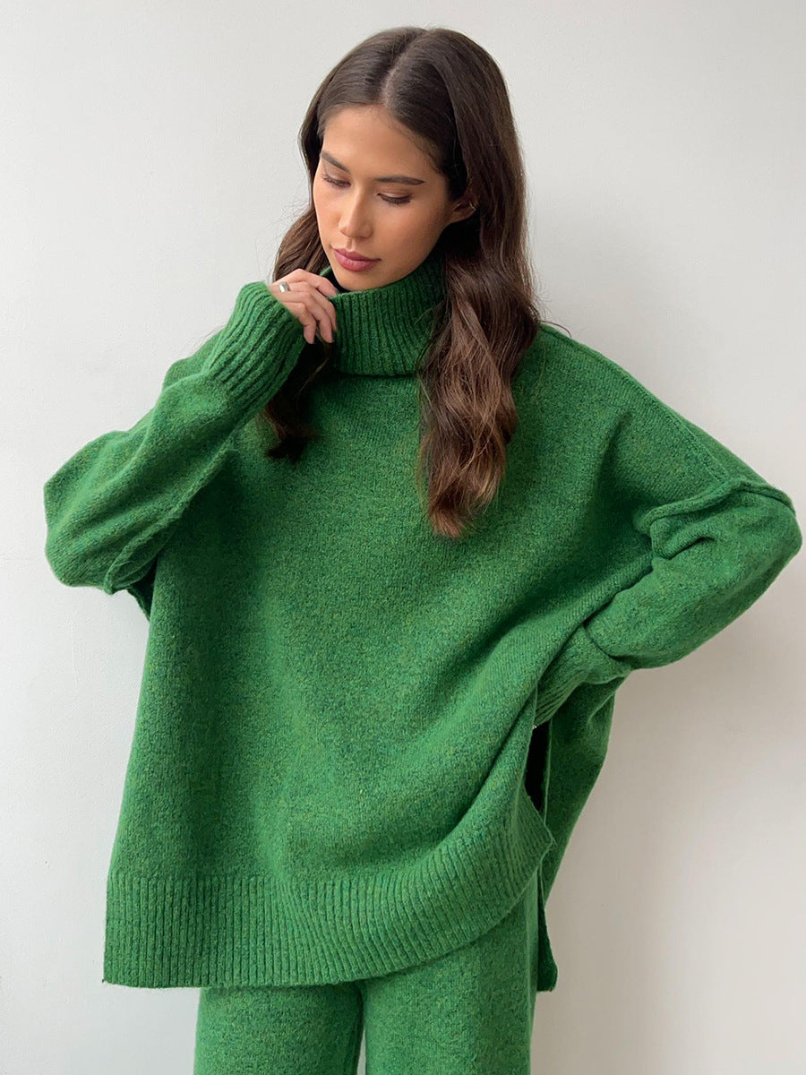 Ensemble pull à col roulé avec pantalon pour femme