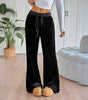 Pantaloni larghi in velluto con vita elastica da donna