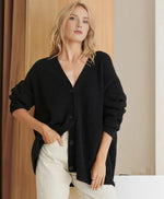 Cardigan oversize da donna con maniche lunghe, collo a V e bottoni  
