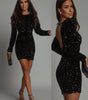 Mini robe à paillettes à manches longues pour femmes