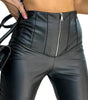 Pantaloni a vita alta aderenti in similpelle con zip da donna  