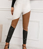 Pantaloni a vita alta in similpelle a taglio slim da donna  