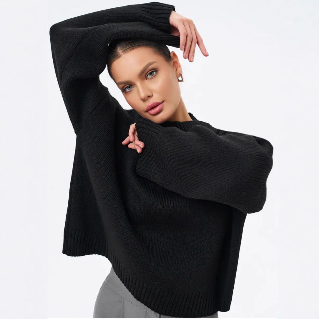 Maglione oversize con collo alto a coste per donna