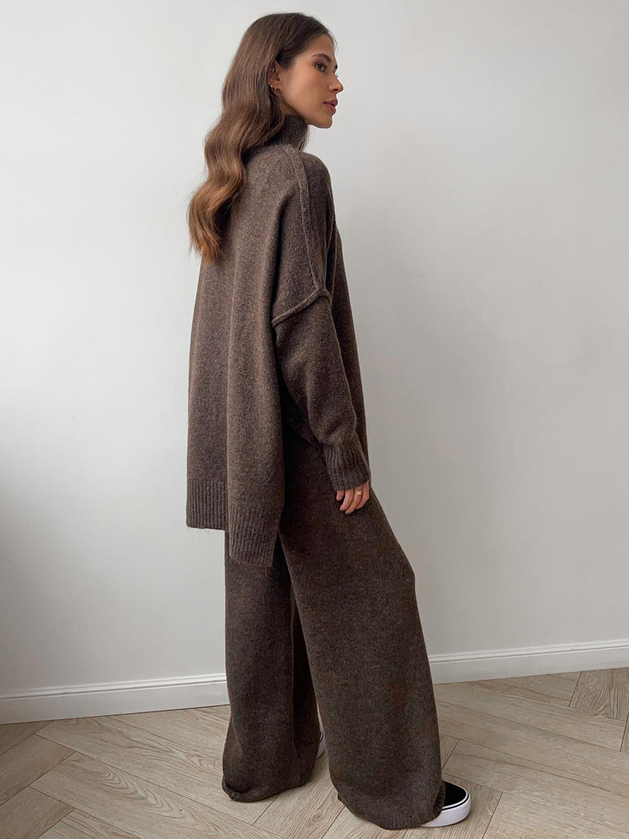 Ensemble pull à col roulé avec pantalon pour femme