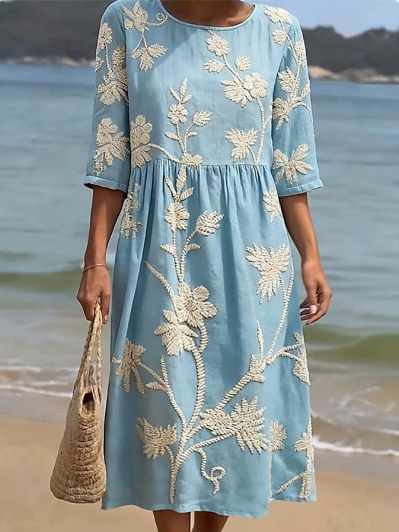 Vestito Midi Ricamato da Donna | Ideale per l'Uso Quotidiano