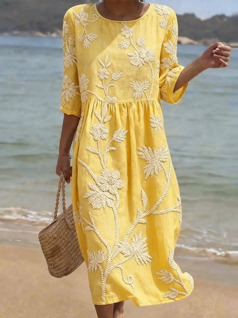 Vestito Midi Ricamato da Donna | Ideale per l'Uso Quotidiano