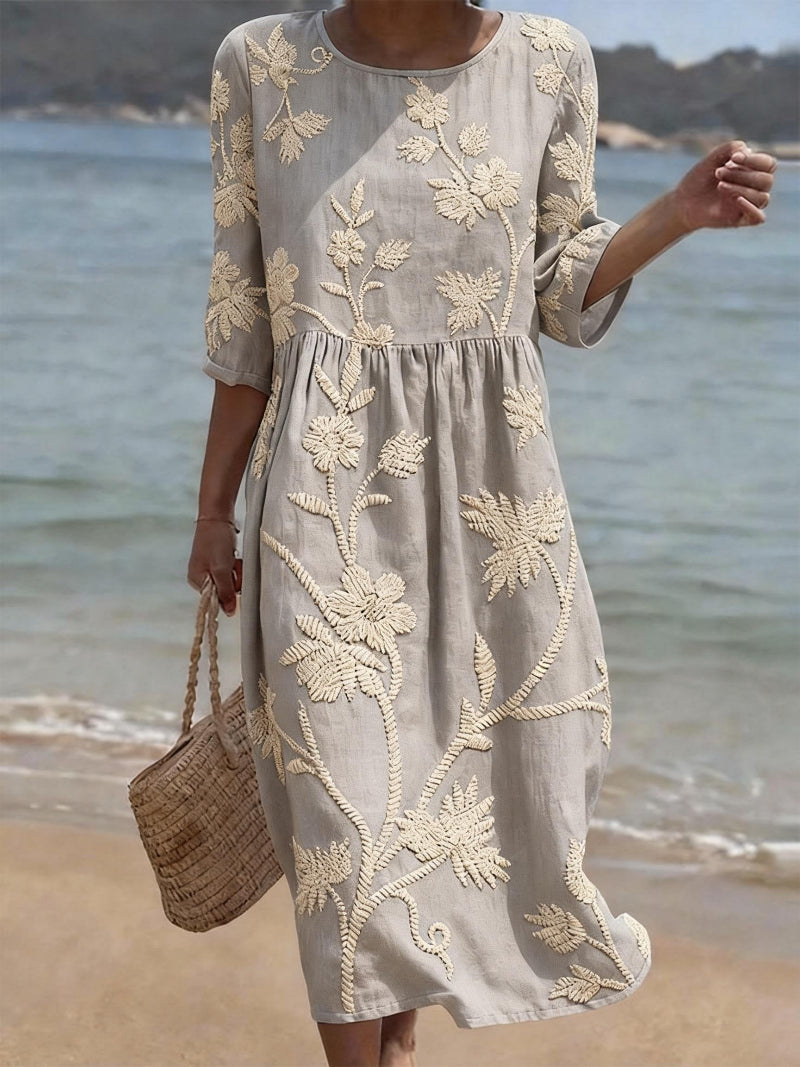 Vestito Midi Ricamato da Donna | Ideale per l'Uso Quotidiano