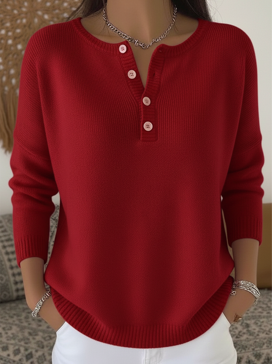 Pull à détail de bouton pour femmes