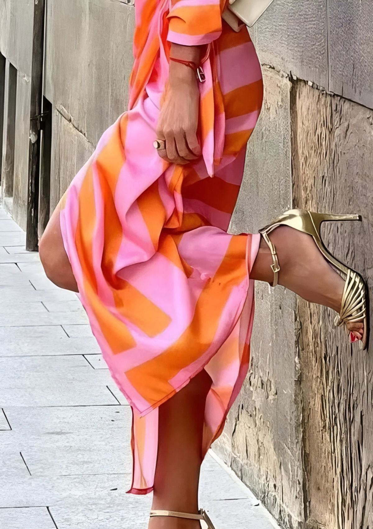 Vestito Portafoglio Stampato con Scollo a V da Donna | Ideale per le Uscite