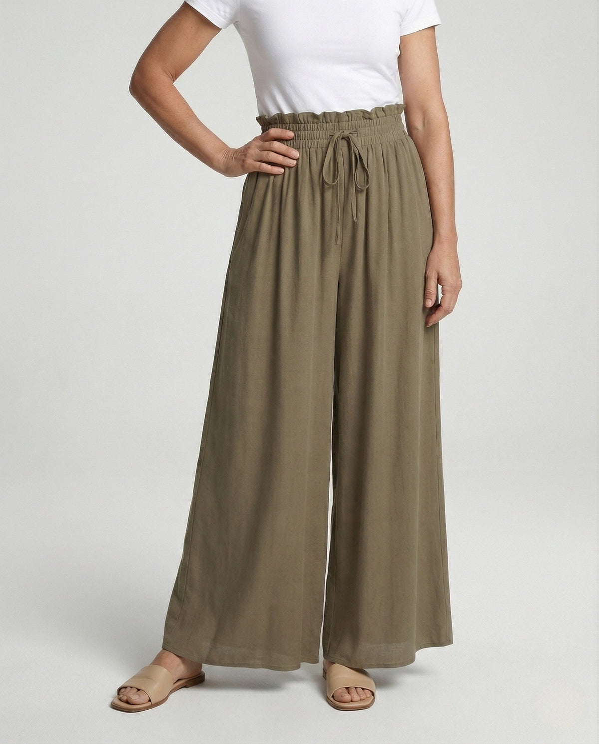 Pantaloni palazzo fluidi e larghi a vita alta da donna  