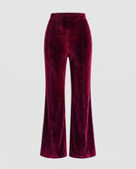 Pantaloni in velluto a vita alta con taglio svasato da donna