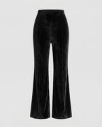 Pantaloni in velluto a vita alta con taglio svasato da donna