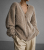 Cardigan oversize con scollo a V e maniche lunghe per donna