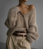 Cardigan oversize con scollo a V e maniche lunghe per donna