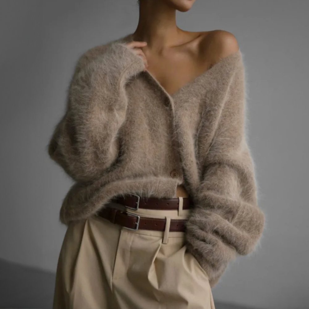 Cardigan oversize con scollo a V e maniche lunghe per donna