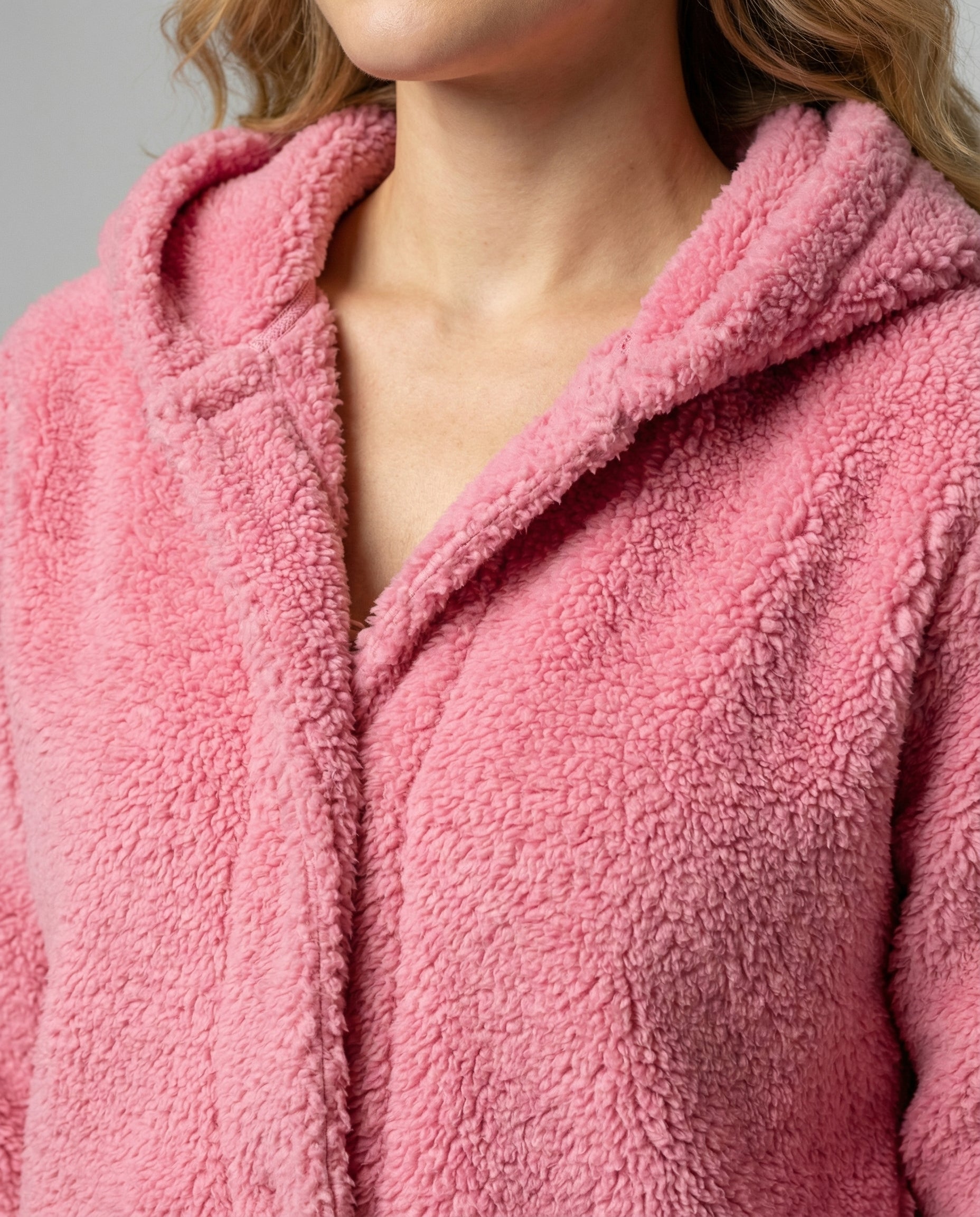 Felpa Teddy con Cappuccio in Pile da Donna