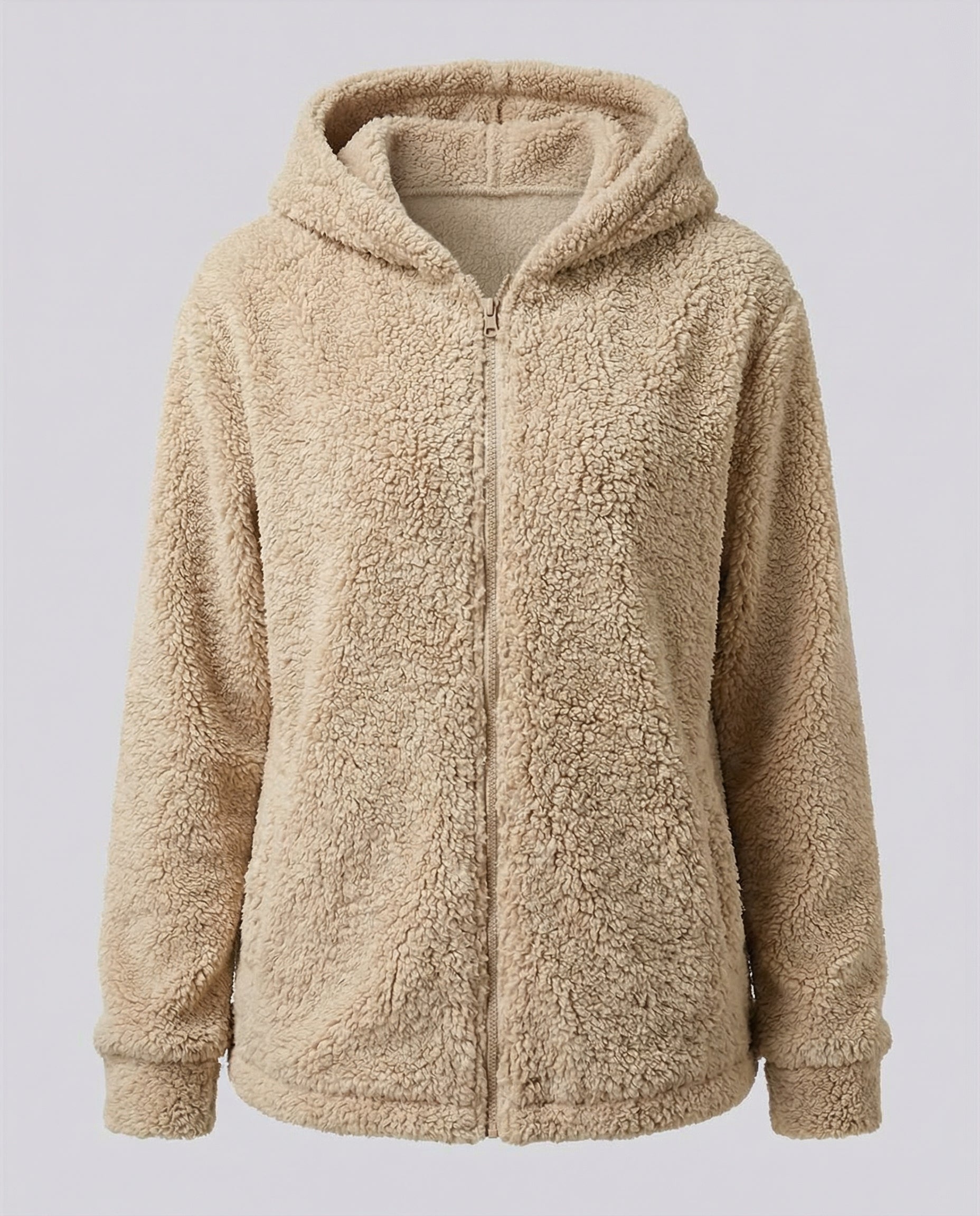 Felpa Teddy con Cappuccio in Pile da Donna