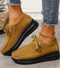 Mocassino Confort con Lacci e Suola Platform in Camoscio per Donna