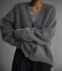 Cardigan oversize con scollo a V e maniche lunghe per donna