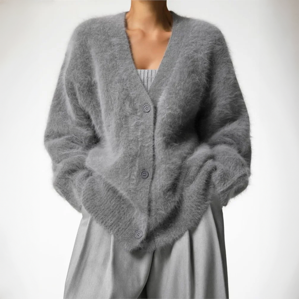 Cardigan oversize con scollo a V e maniche lunghe per donna