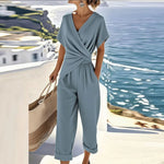 Completo Due Pezzi Drappeggiato con Pantaloni da Donna | Ideale per l'Estate