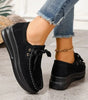 Mocassino Confort con Lacci e Suola Platform in Camoscio per Donna