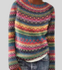 Maglione con motivo jacquard multicolore e collo rotondo da donna