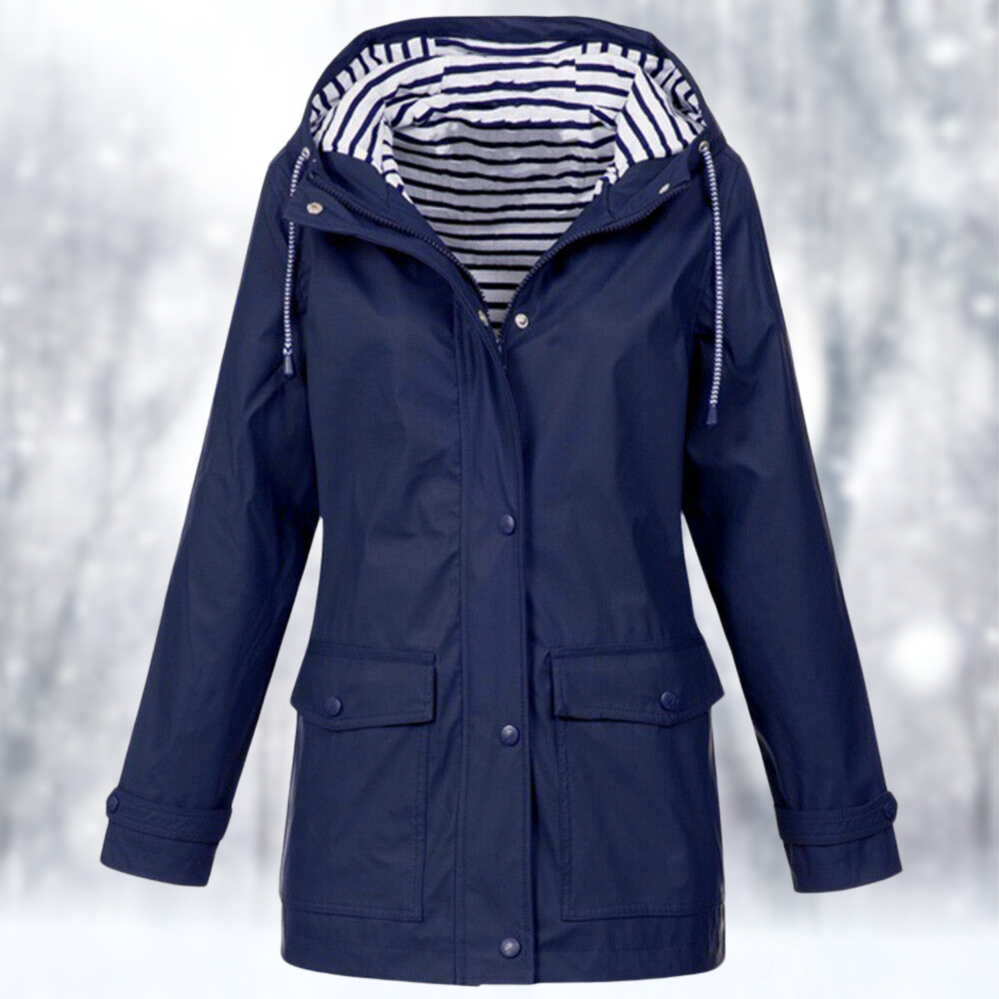 Giacca impermeabile corta con cappuccio da donna