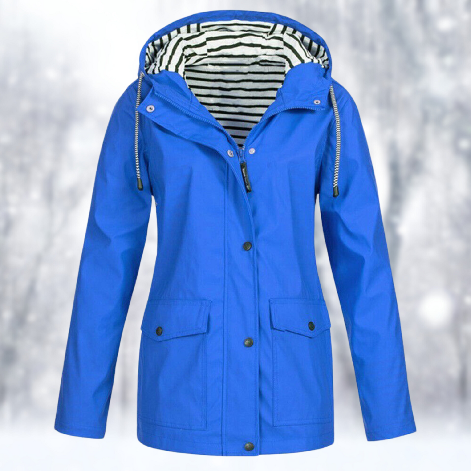 Giacca impermeabile corta con cappuccio da donna