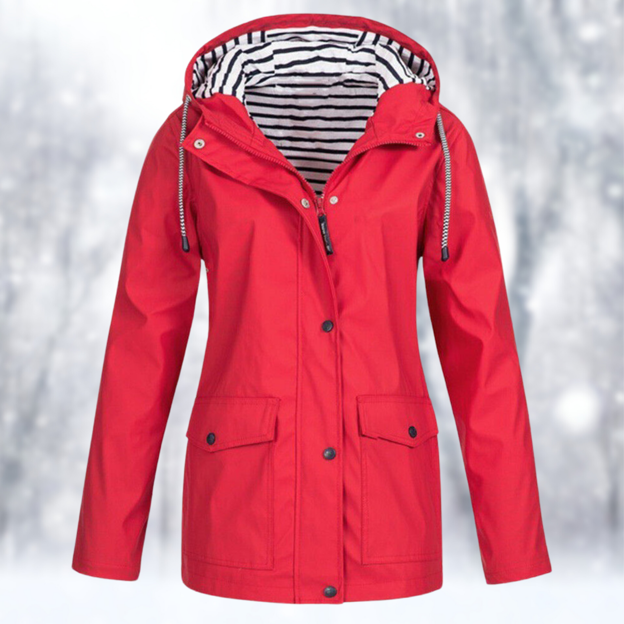 Giacca impermeabile corta con cappuccio da donna