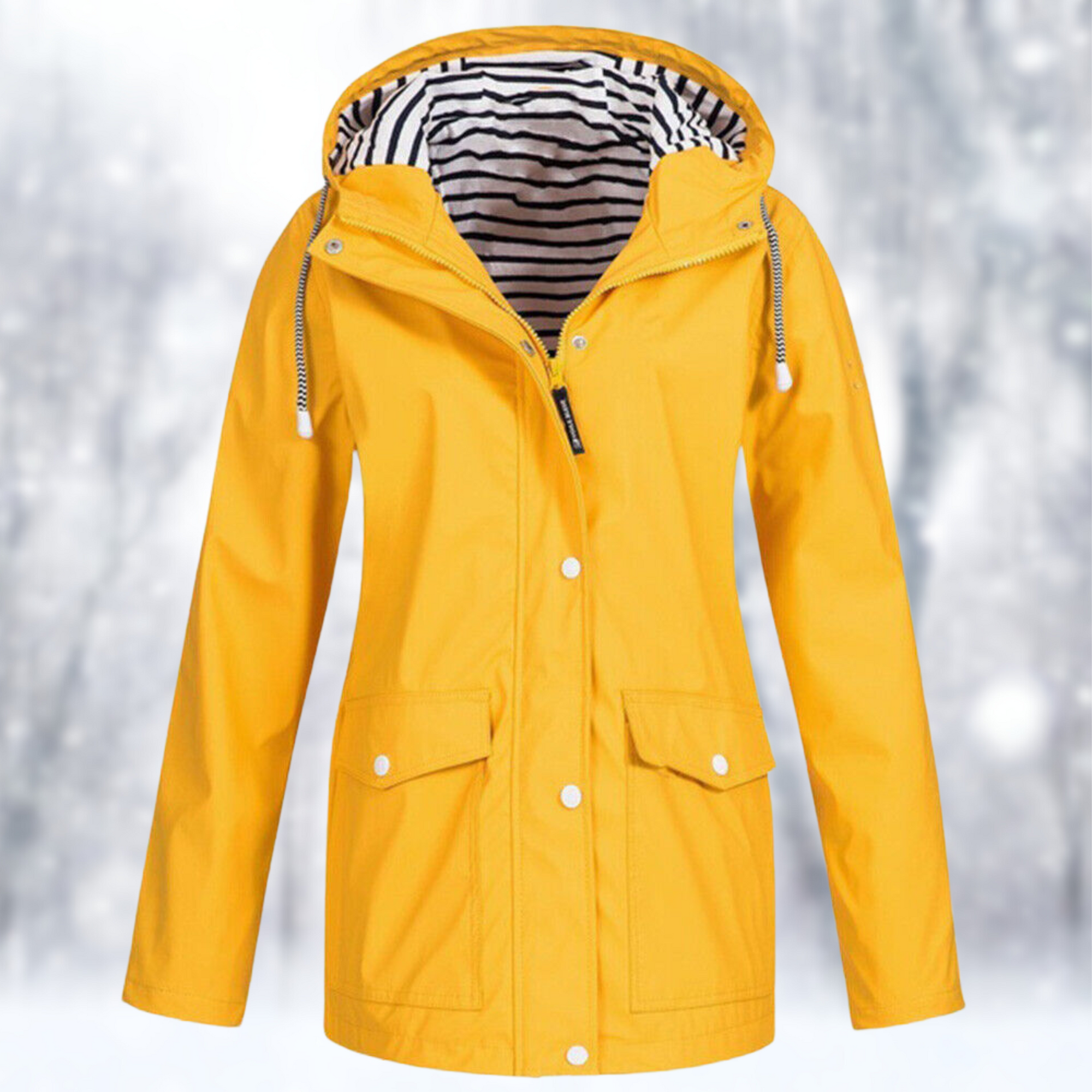 Giacca impermeabile corta con cappuccio da donna